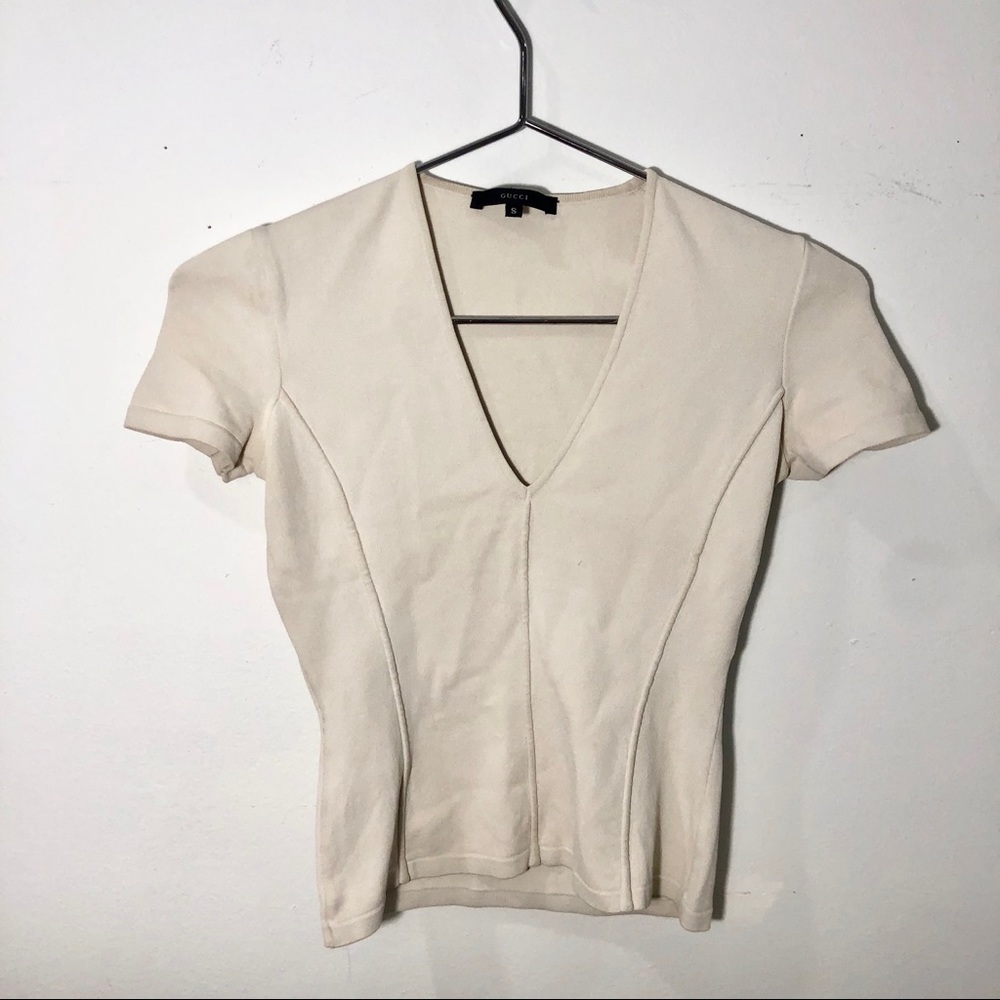 Gucci Stretchy T Shirt Cream